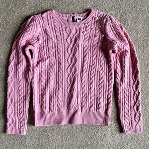 Janie and Jack Pink Cable Knit Sweater – Girls 10 – Pearl Button Detail